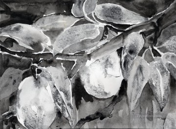 黒と白 Painting - 黒と白の梨